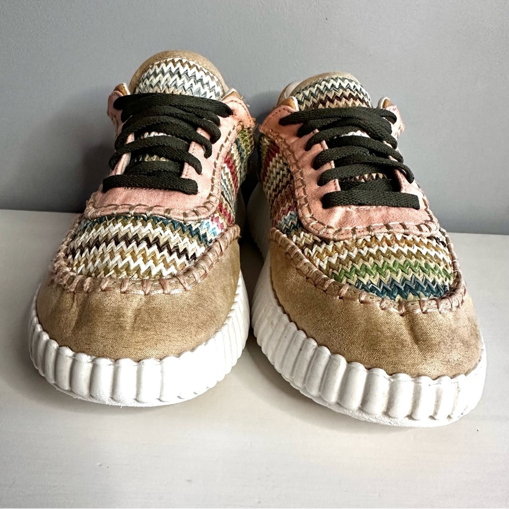 LA STRADA - Women’s Chunky Sole Sneakers, Textured Fabric, Multicoloured, Sz 38 - Picture 2 of 9